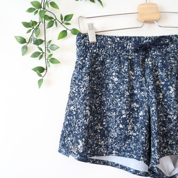 Athleta Blue Speckle Drawstring Polyester Athletic Shorts Size 2 - Picture 2 of 4